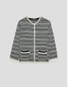 Black and white structured cotton knit jacket | Roberto Verino