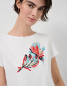 Camiseta algodón blanco con bordado flor | Roberto Verino