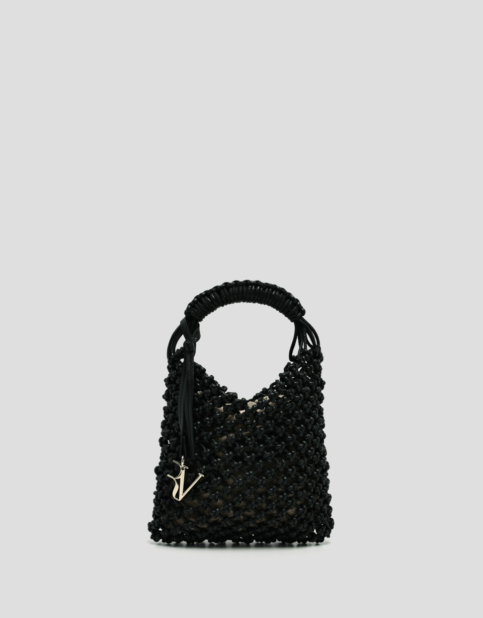 Alison Mini knotted leather handbag in black | Roberto Verino