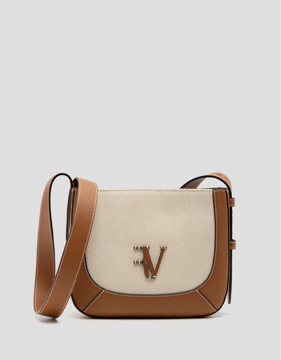 Bolso de hombro Iera Hobo lona y piel cámel | Roberto Verino
