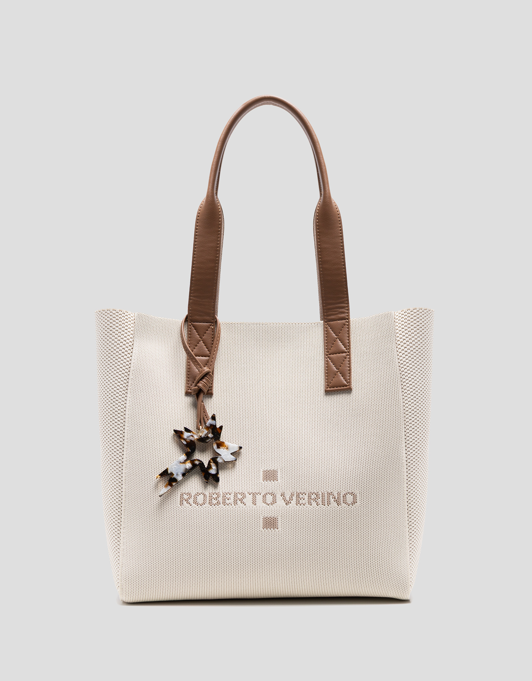 Zendaya Hobo Midi shoulder bag in ecru knit | Roberto Verino