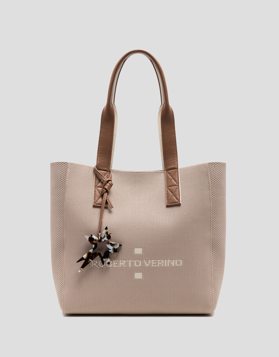 Zendaya Hobo Midi shoulder bag in beige knit | Roberto Verino