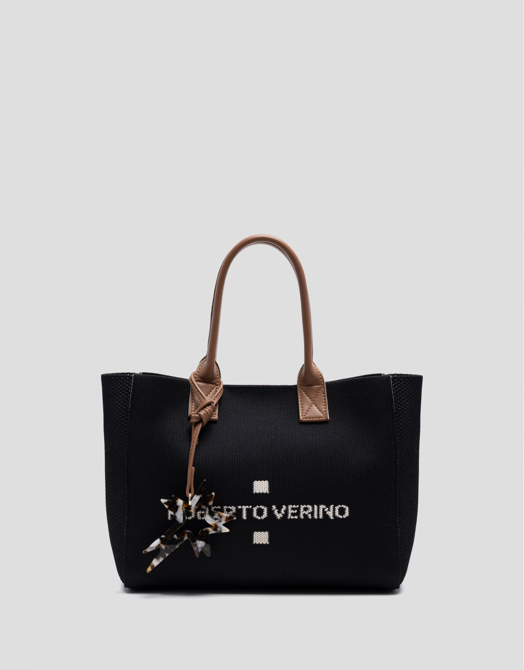 Zendaya Satchel handbag in black knit - Woman | Roberto Verino