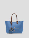 Zendaya Satchel light blue knit handbag - Woman | Roberto Verino