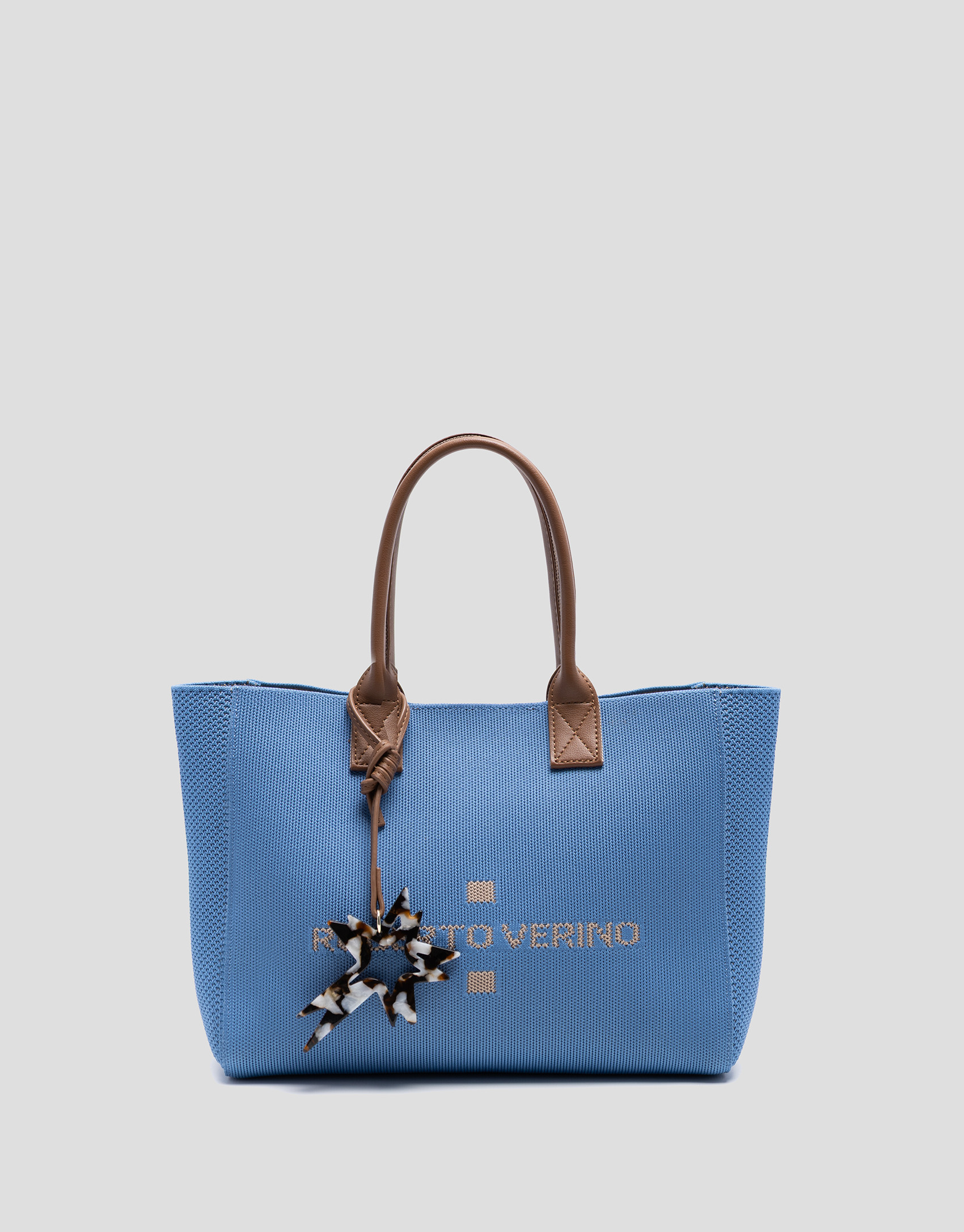 Zendaya Satchel light blue knit handbag - Woman | Roberto Verino