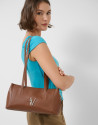 Megan Zipper shoulder bag in light brown leather | Roberto Verino