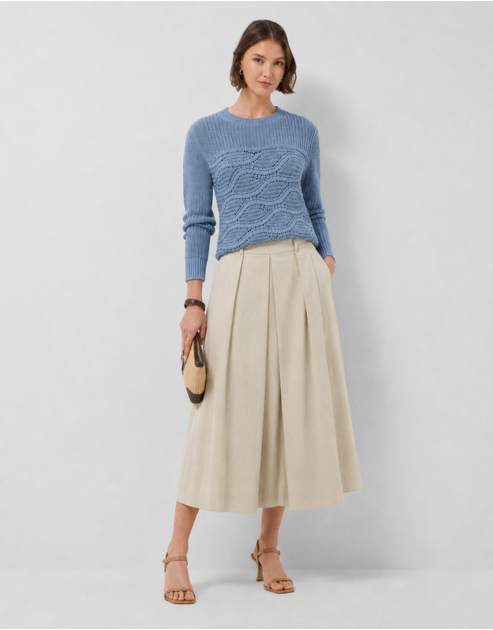 Falda midi fluida beige - Mujer - PV2026 | Roberto Verino