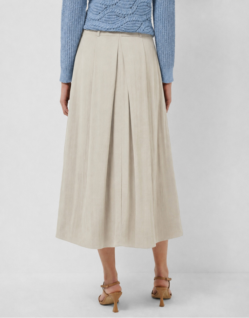 Beige flowing midi skirt - Woman - SS2026 | Roberto Verino