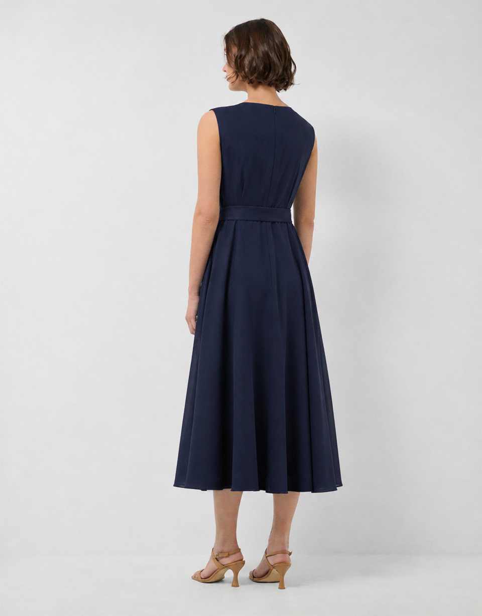 Navy blue V-neck shirt dress - Woman - SS2026 | Roberto Verino
