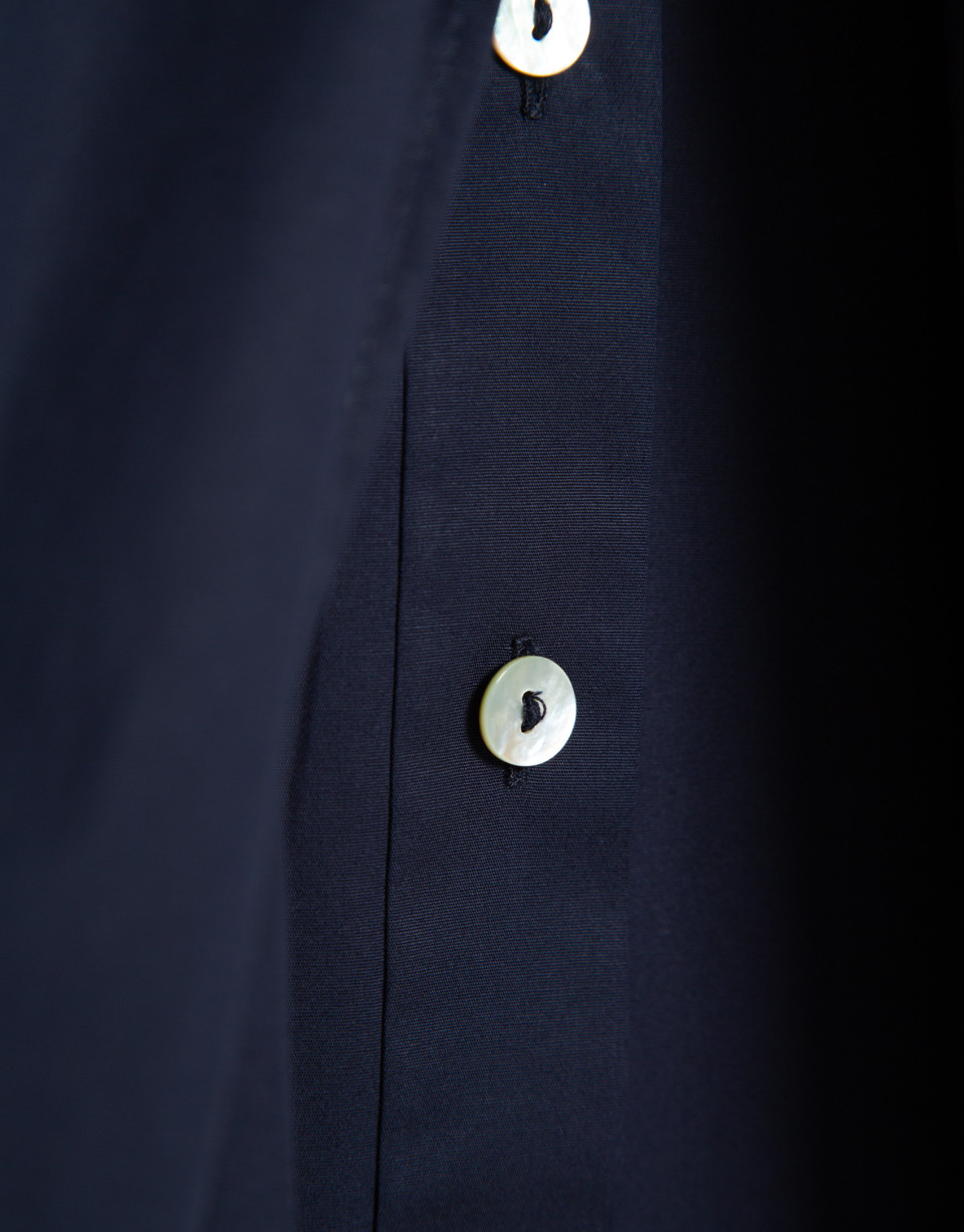 Vestido camisero escote pico azul marino | Roberto Verino