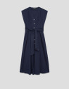 Vestido camisero escote pico azul marino | Roberto Verino