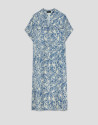 Blue and ecru floral print midi shirt dress | Roberto Verino