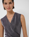 Purple glitter knit draped crossover ... | Roberto Verino