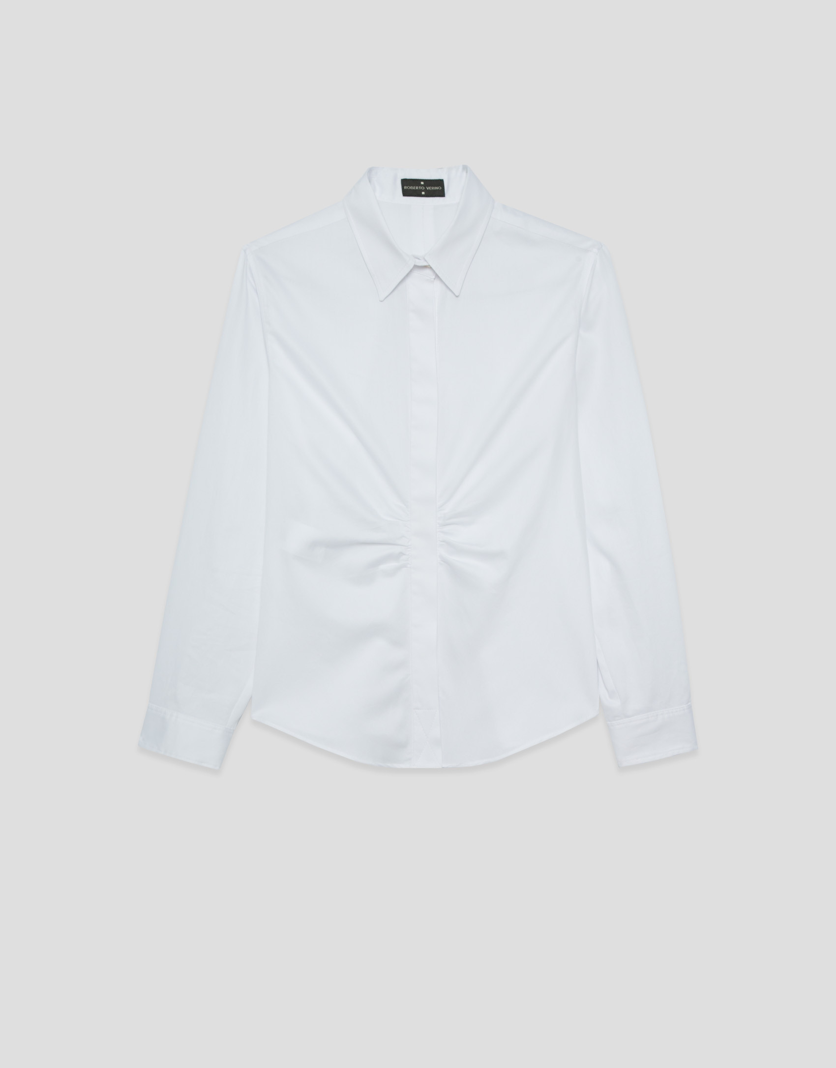 Camisa blanca de algodón con frunce en ... | Roberto Verino
