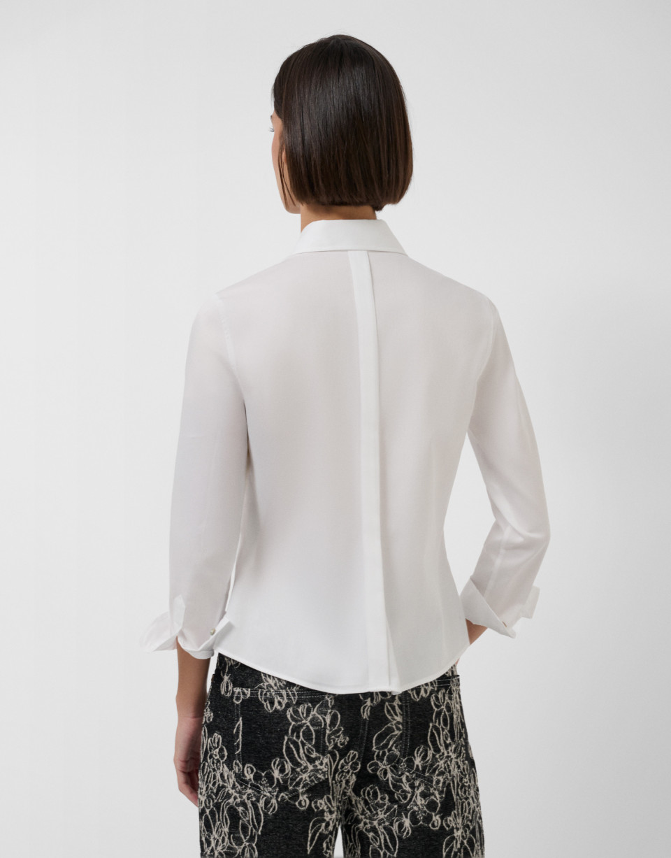 White cotton shirt with gathered front - Mujer | Roberto Verino