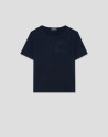 Navy blue short sleeve t-shirt with matching ... | Roberto Verino