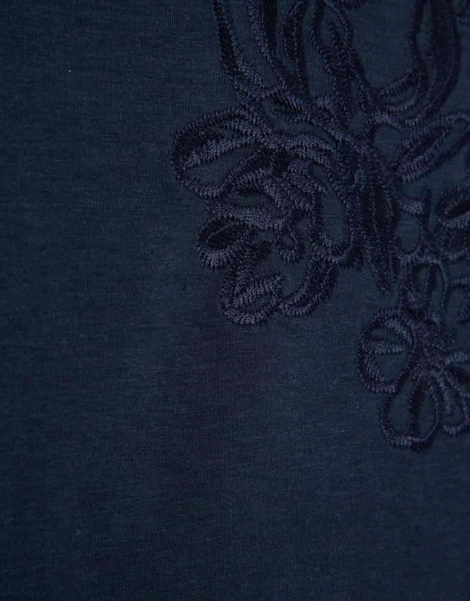 Navy blue short sleeve t-shirt with matching ... | Roberto Verino