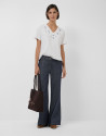 White cotton V-neck t-shirt with rhinestones | Roberto Verino