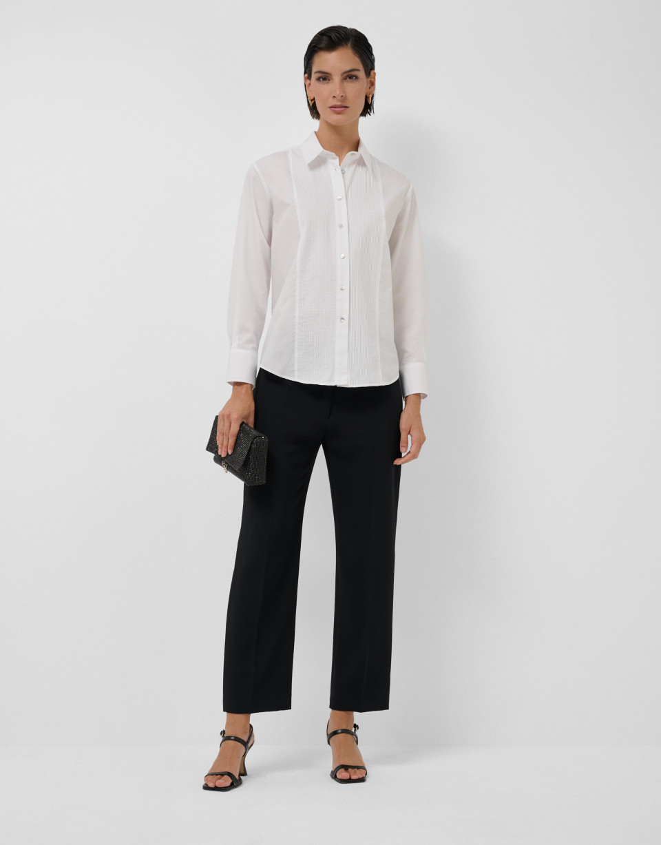White cotton poplin shirt with drawstrings | Roberto Verino