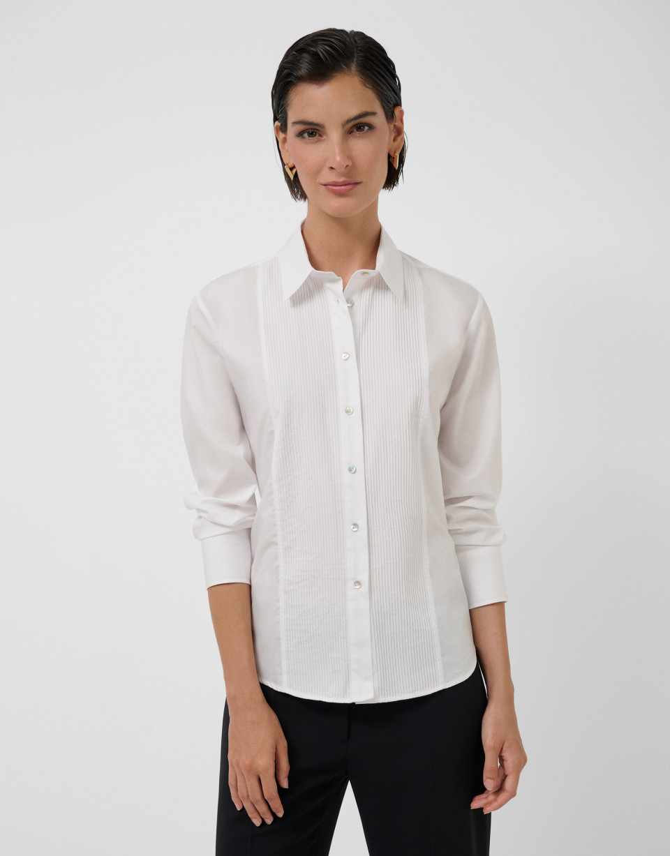 White cotton poplin shirt with drawstrings | Roberto Verino