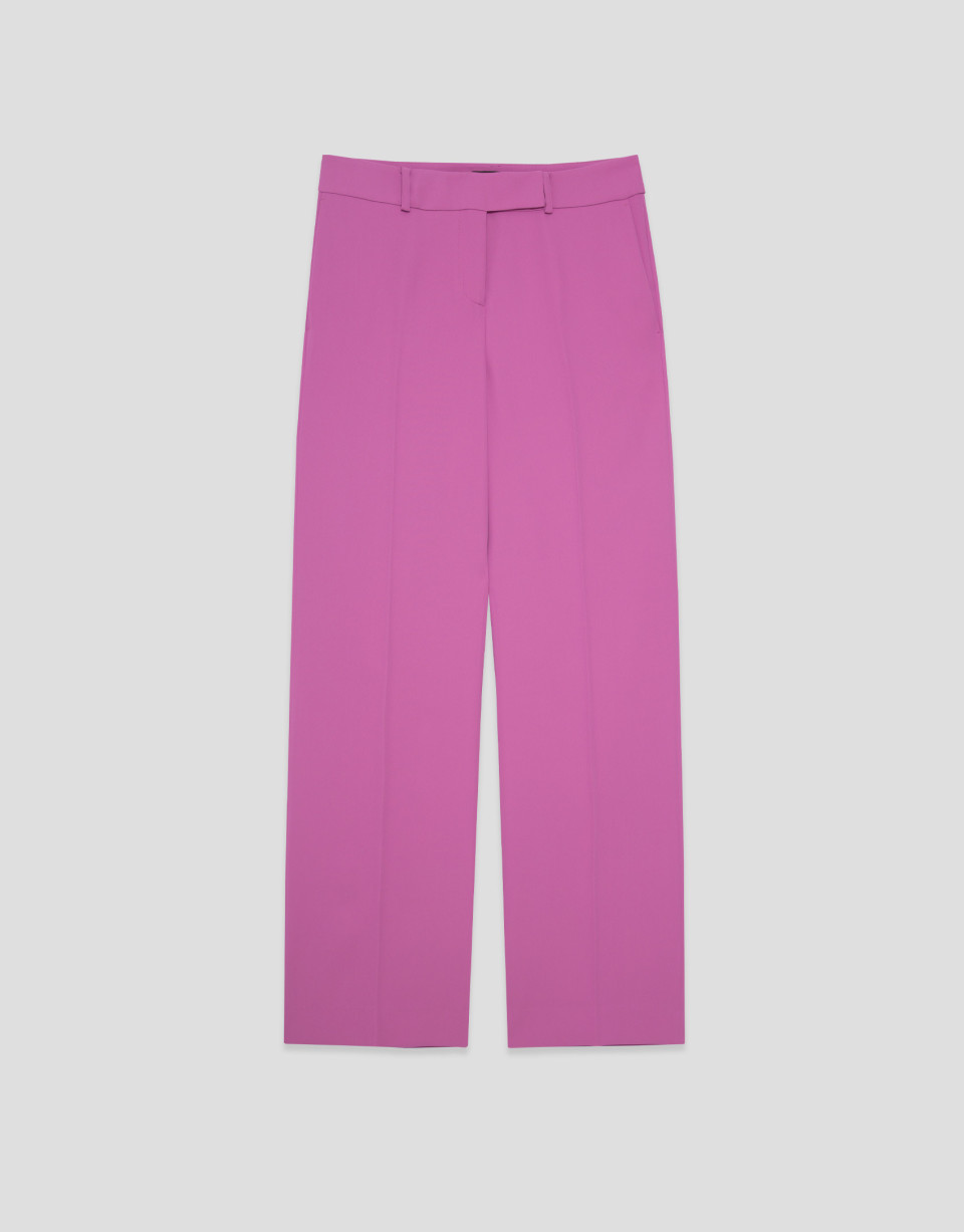 Straight pink crepe pants - Mujer - AW2026 | Roberto Verino