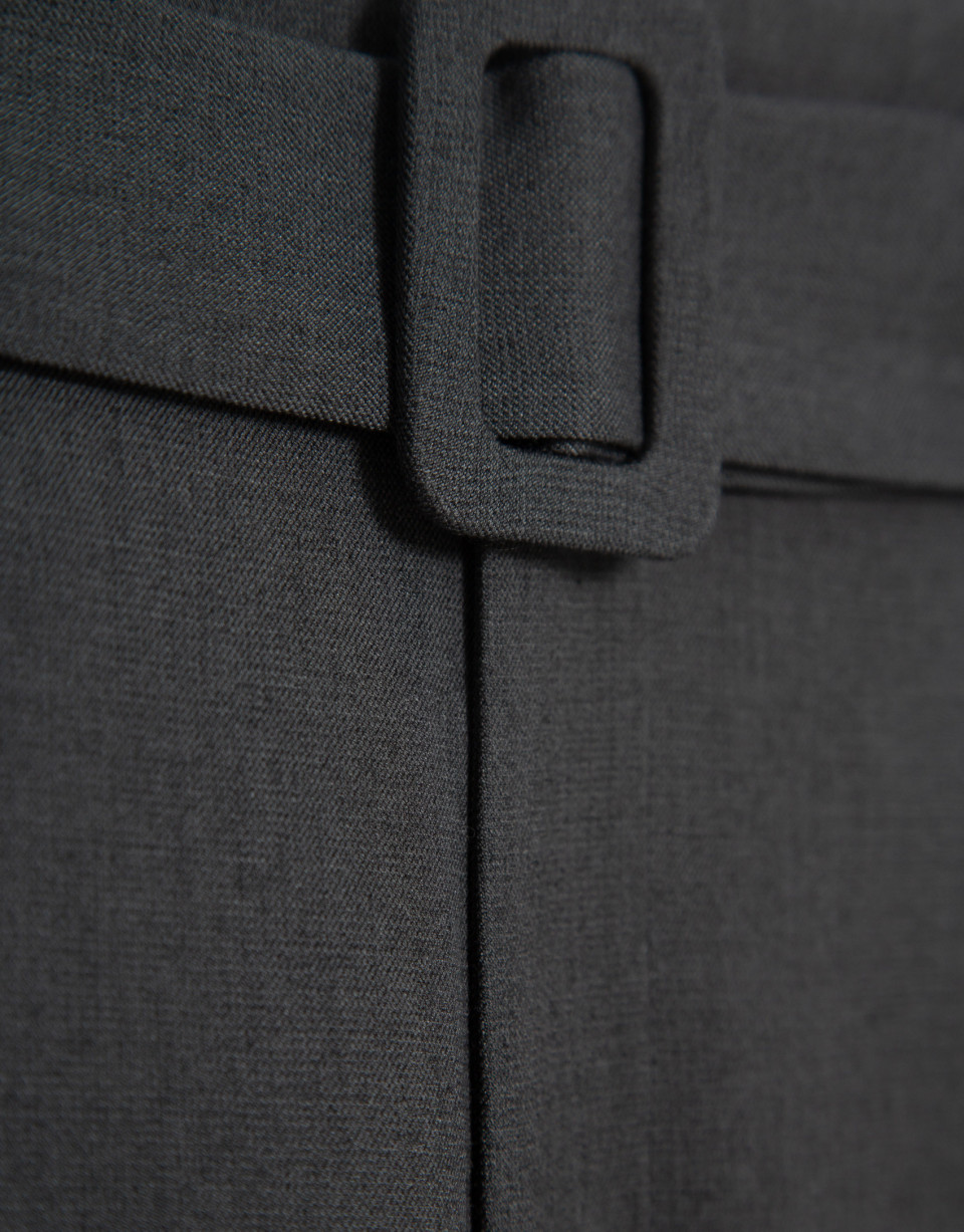 Wide-leg pants with pleats in anthracite gray... | Roberto Verino