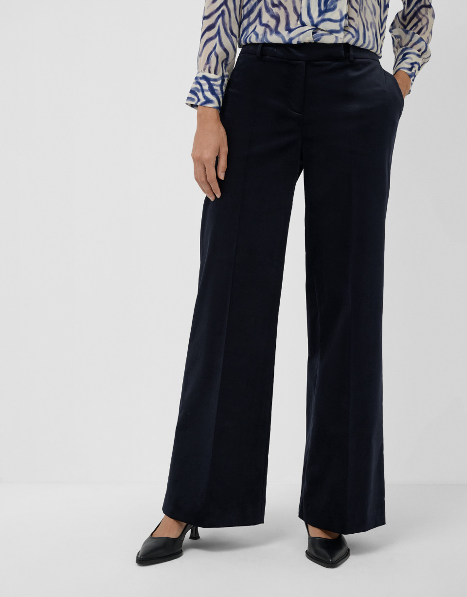 Pantalón recto terciopelo azul marino - Mujer | Roberto Verino