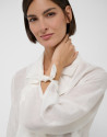 Cropped shirt with tie waist in white linen | Roberto Verino