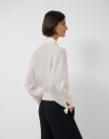 Cropped shirt with tie waist in white linen | Roberto Verino