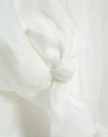 Cropped shirt with tie waist in white linen | Roberto Verino