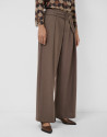 Wide trousers with pleats in light taupe cloth | Roberto Verino