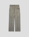 Straight brown Welsh check trousers with gold... | Roberto Verino