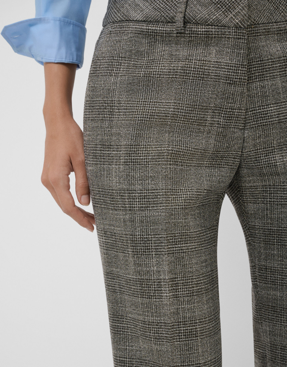 Pantalón recto cuadro gales marrón y lúrex... | Roberto Verino