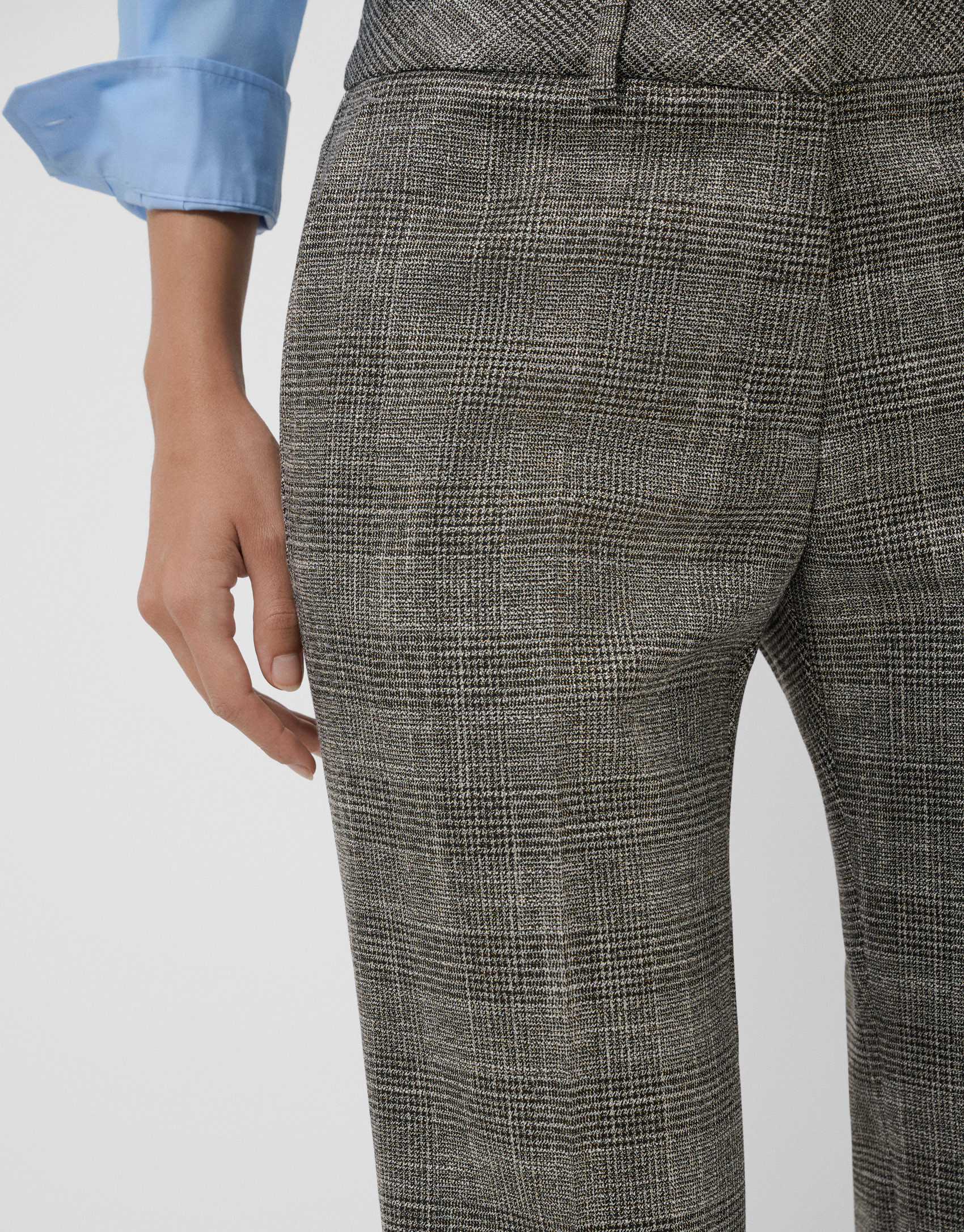 Pantalón recto cuadro gales marrón y lúrex... | Roberto Verino
