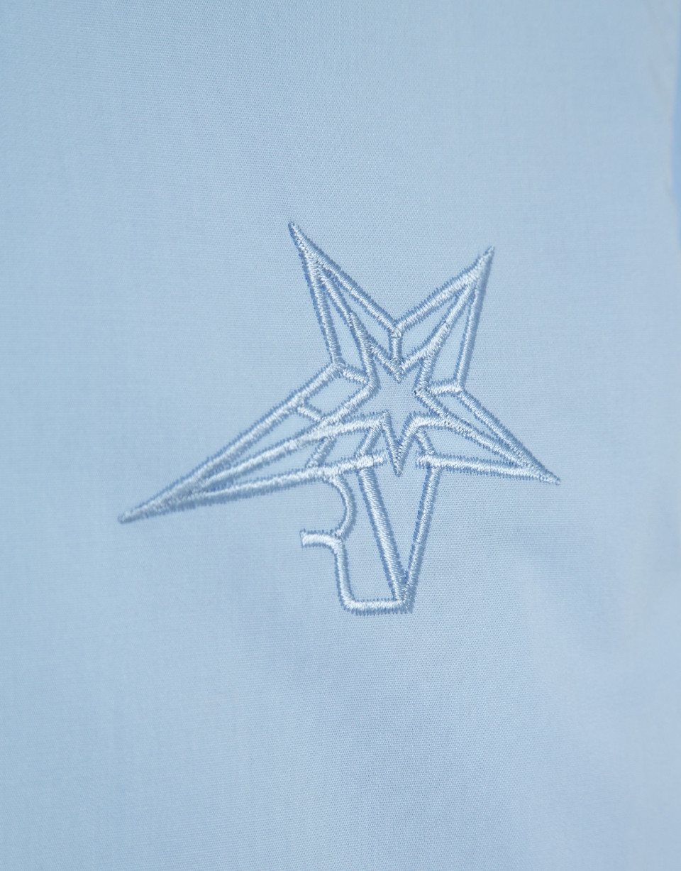 Blue men's cut shirt with embroidered logo | Roberto Verino