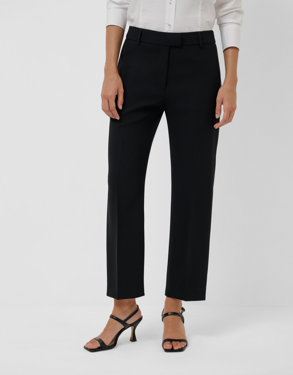 Pantalón recto crepé negro con perfil lateral | Roberto Verino