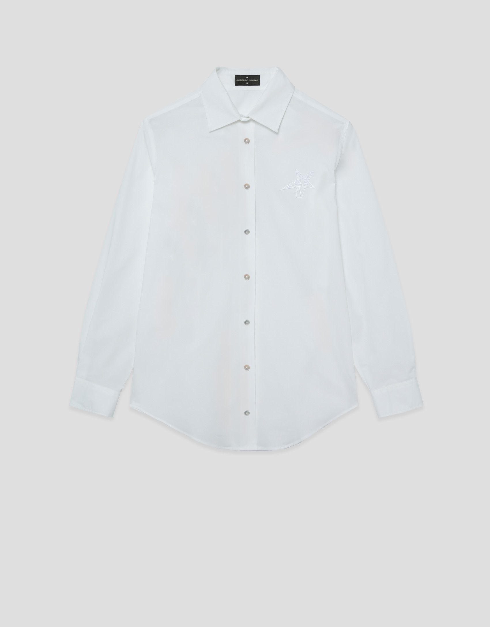 White men's cut shirt with embroidered logo | Roberto Verino