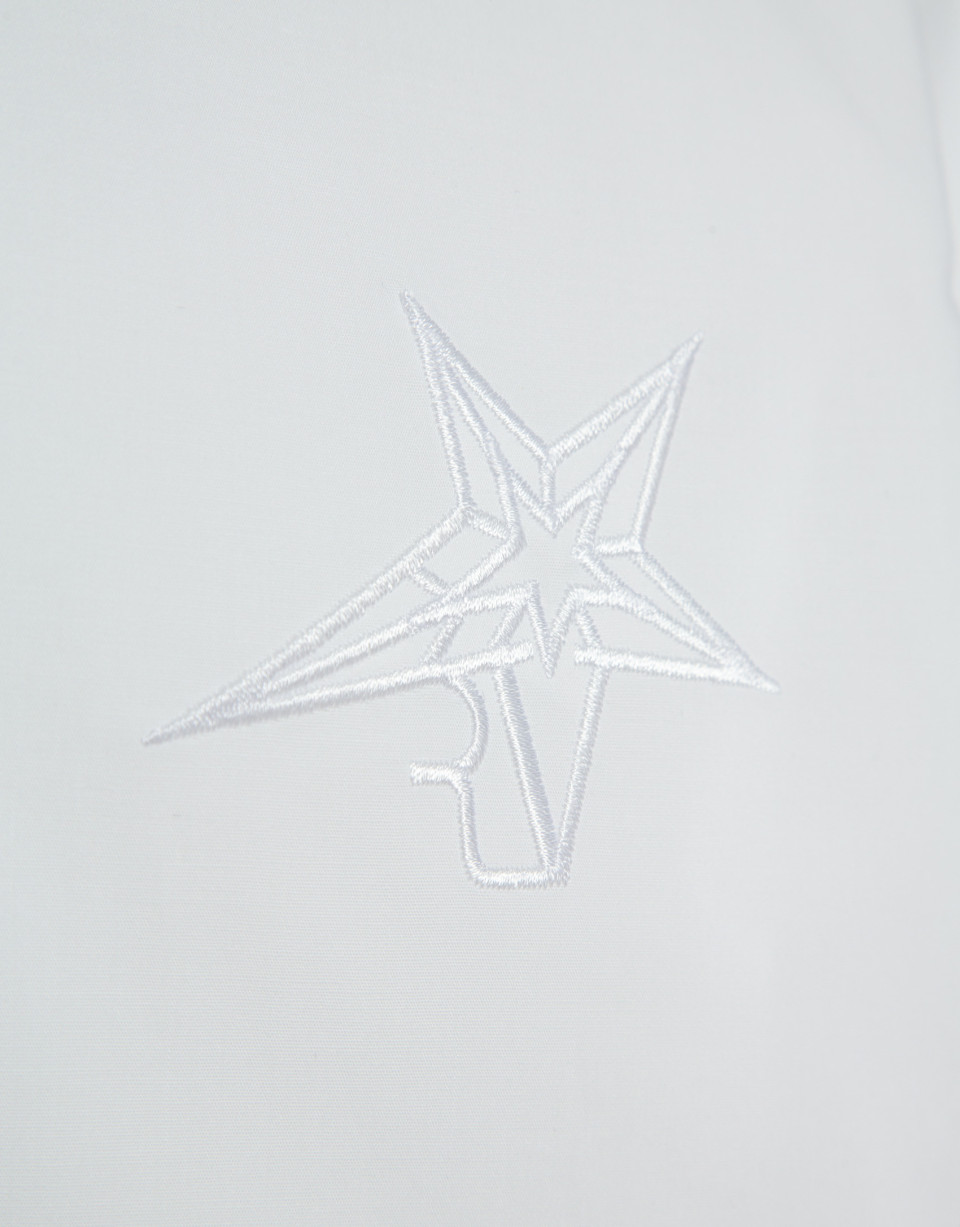 White men's cut shirt with embroidered logo | Roberto Verino