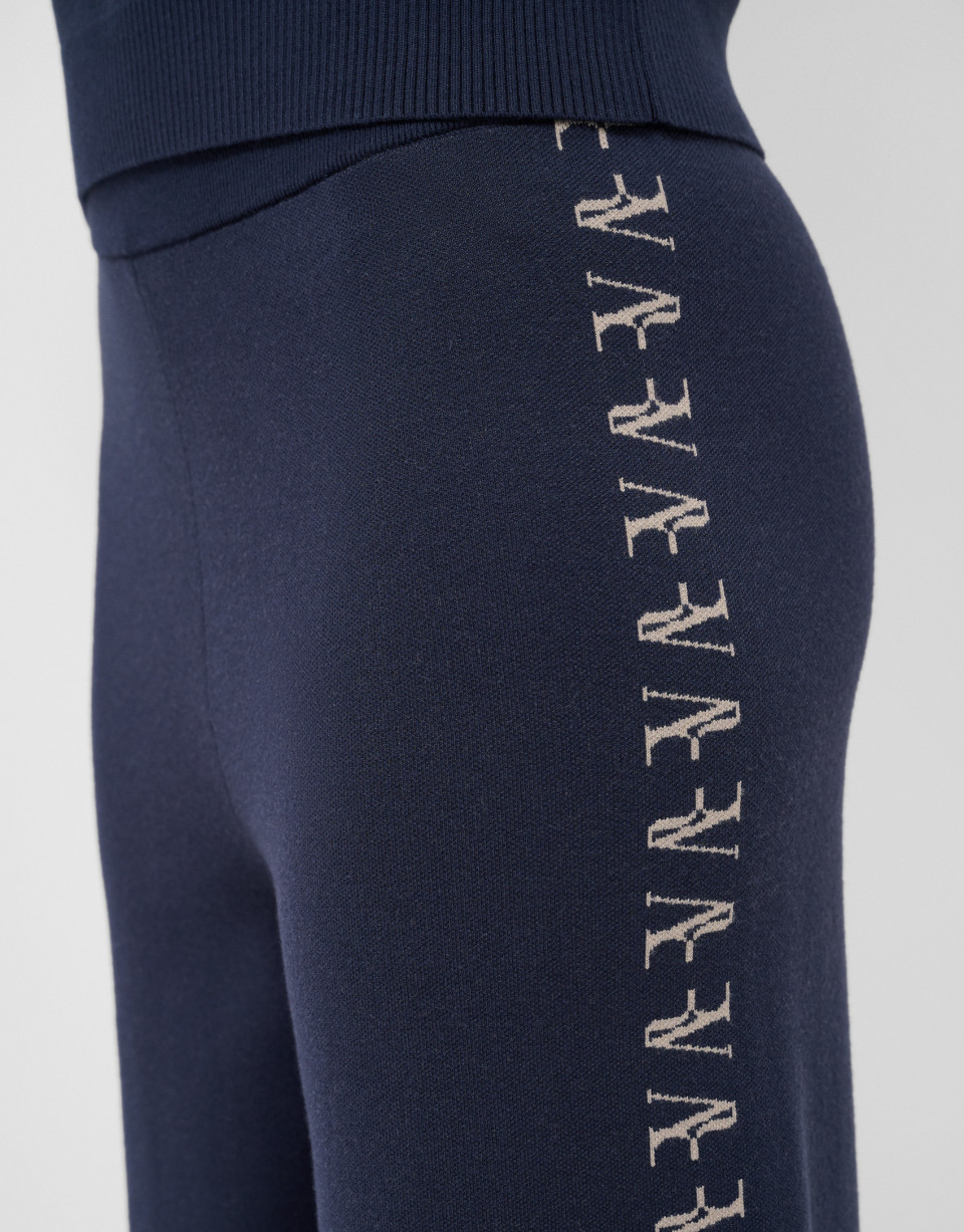 Pantalón punto azul marino con jacquard RV ... | Roberto Verino