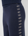 Navy blue knit pants with RV jacquard on the ... | Roberto Verino