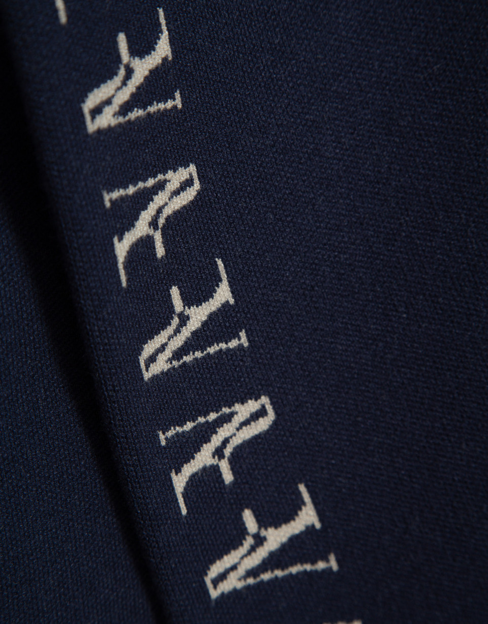 Navy blue knit pants with RV jacquard on the ... | Roberto Verino