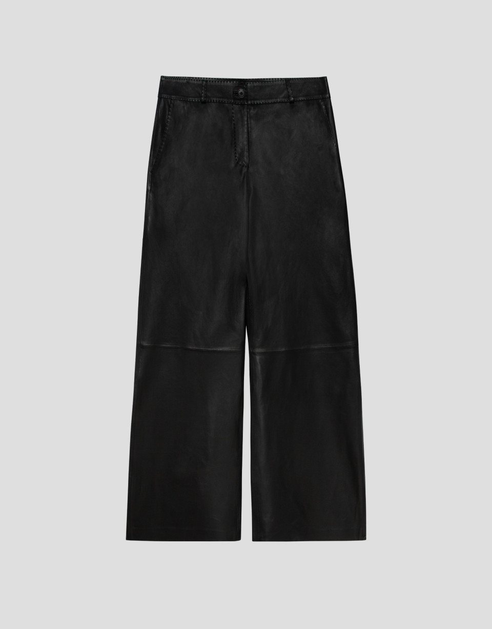 Pantalón recto napa negro - Mujer - OI2026 | Roberto Verino