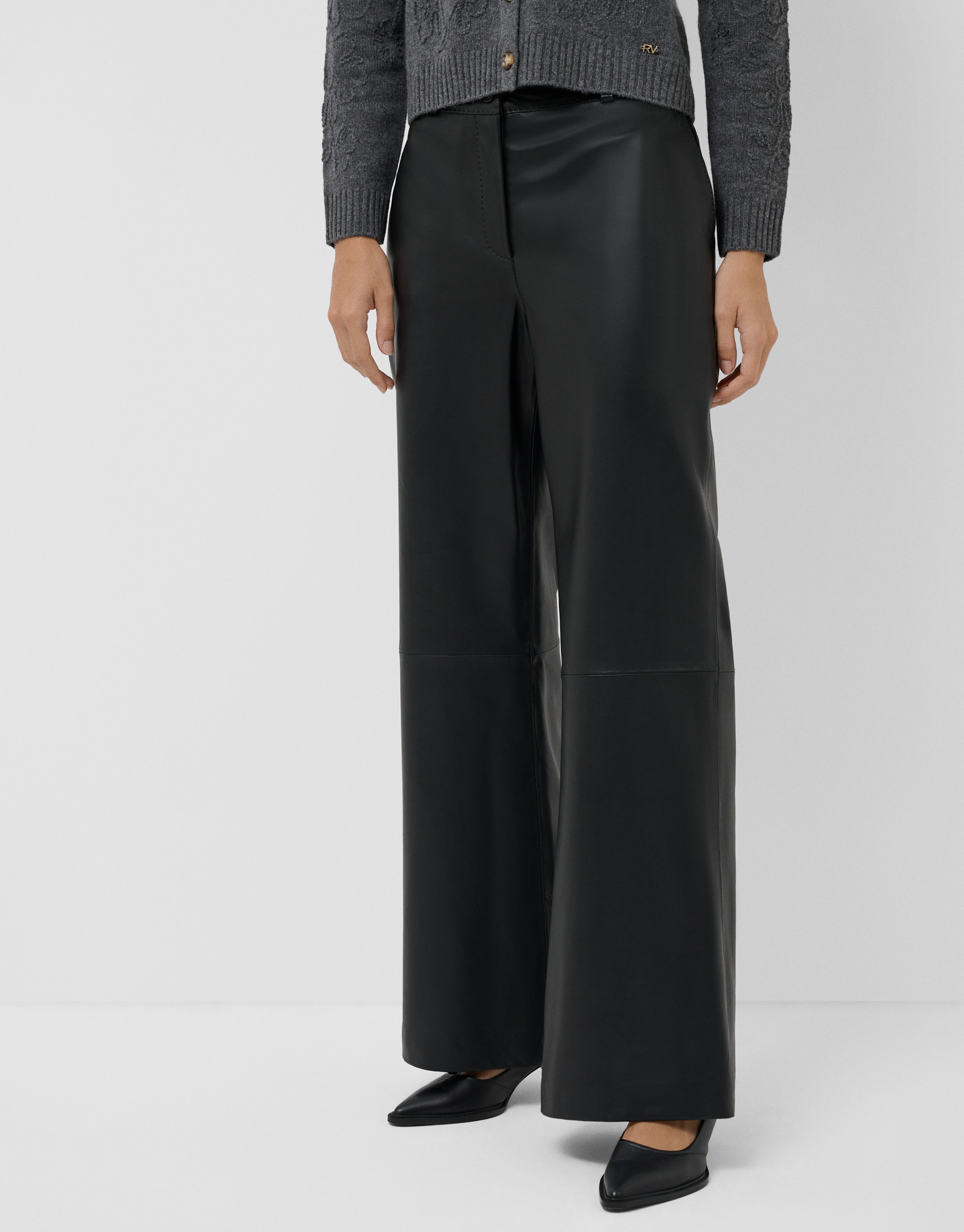 Pantalón recto napa negro - Mujer - OI2026 | Roberto Verino