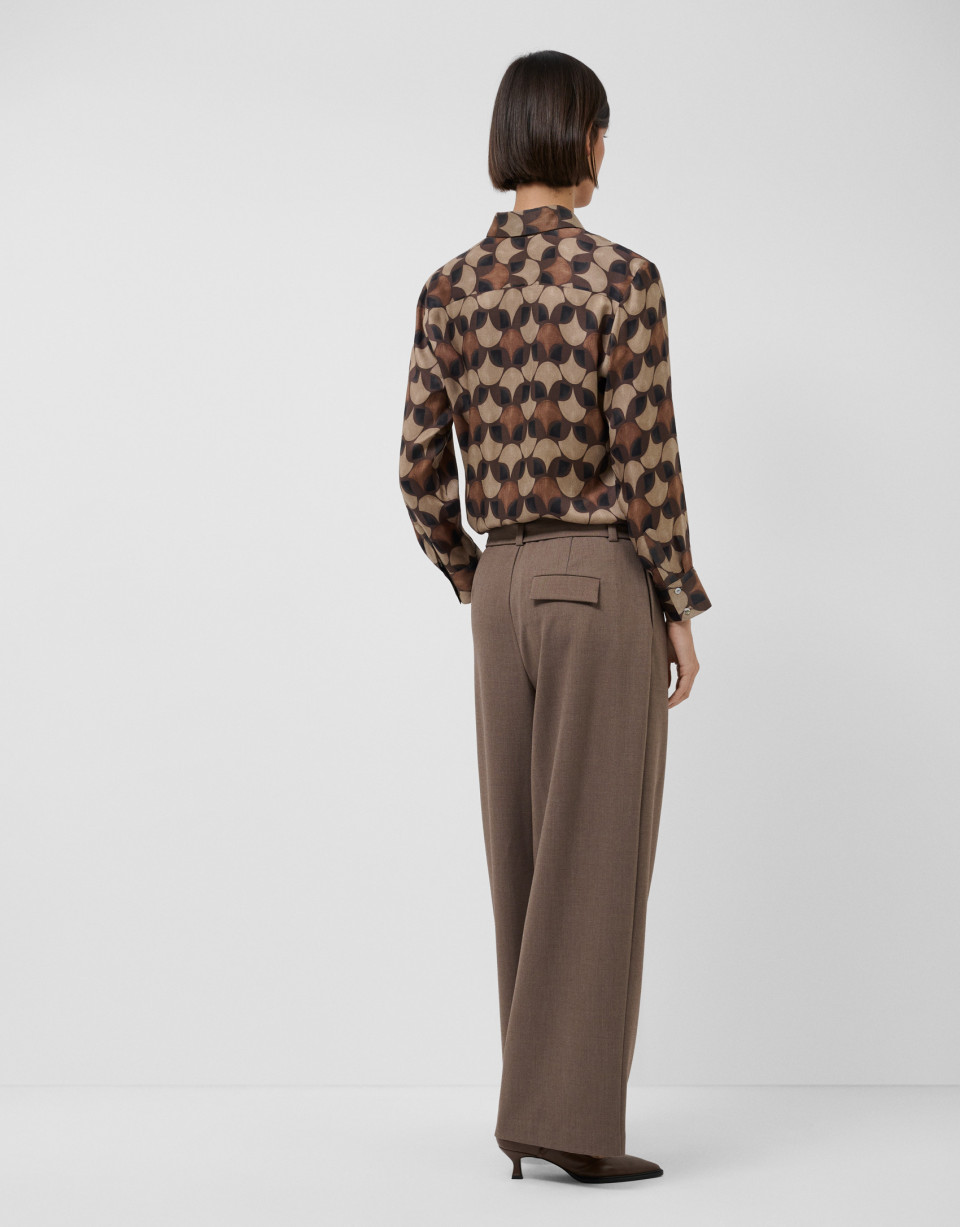Men's shirt with geometric print in brown tones | Roberto Verino