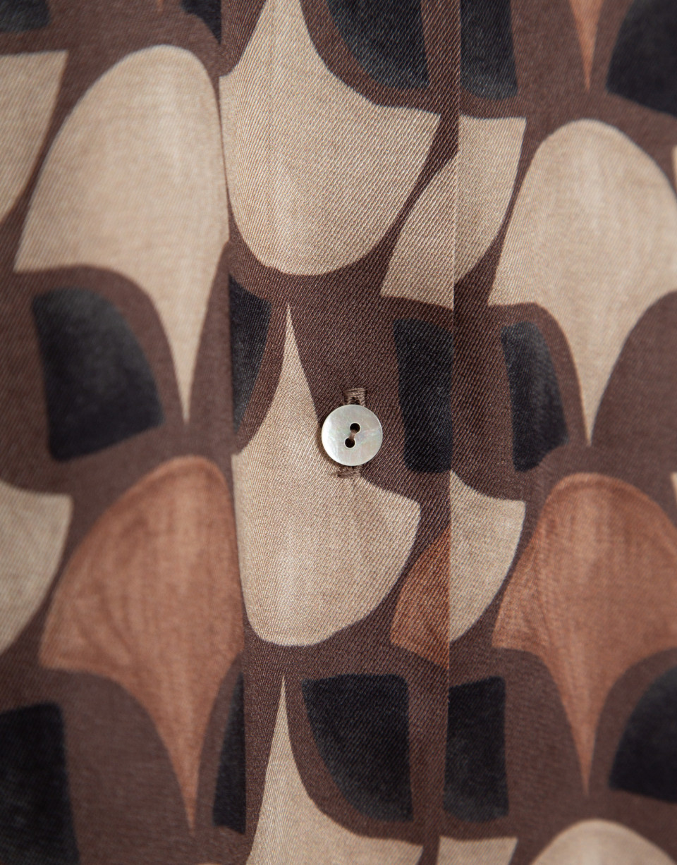 Men's shirt with geometric print in brown tones | Roberto Verino