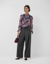 Dusty Pink and Blue Floral Print Gathered Blouse | Roberto Verino