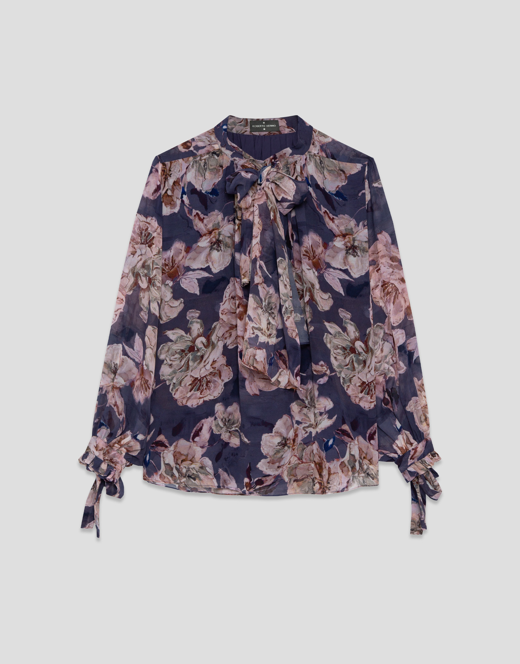 Blusa fruncida con estampado floral rosa ... | Roberto Verino