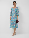 Vestido midi manga larga crepé voile ... | Roberto Verino