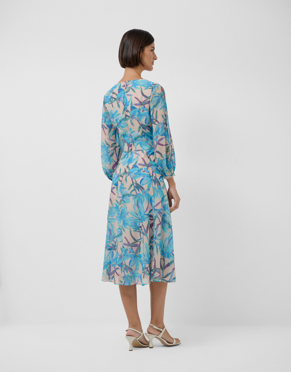 Vestido midi manga larga crepé voile ... | Roberto Verino
