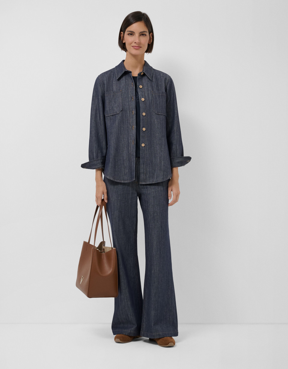Men's style blue quilted denim shirt - Mujer | Roberto Verino